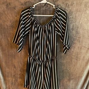 Black with White Stripes Jumpsuit